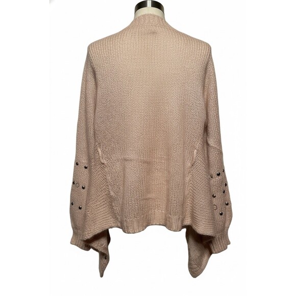 POL Cardigan Sweater Womens M tan Open Knit Studded Drape Front - Picture 3 of 5